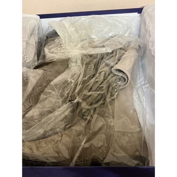 Stuart Weitzman •6• Mane Fringe Over the Knee Taupe Beige Suede 50/50 Boots NEW - Picture 10 of 16